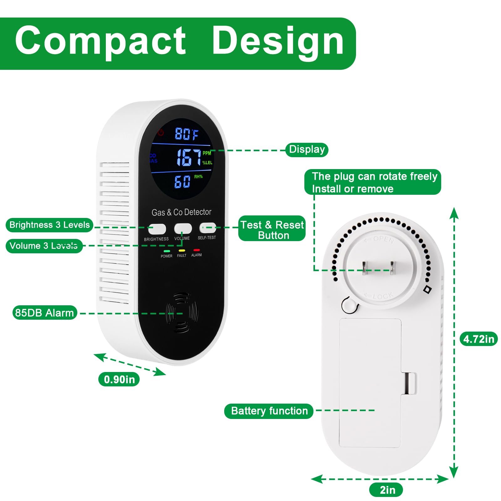 Detector de Gas y Monóxido de  - Co Detector Plug reseña y precio